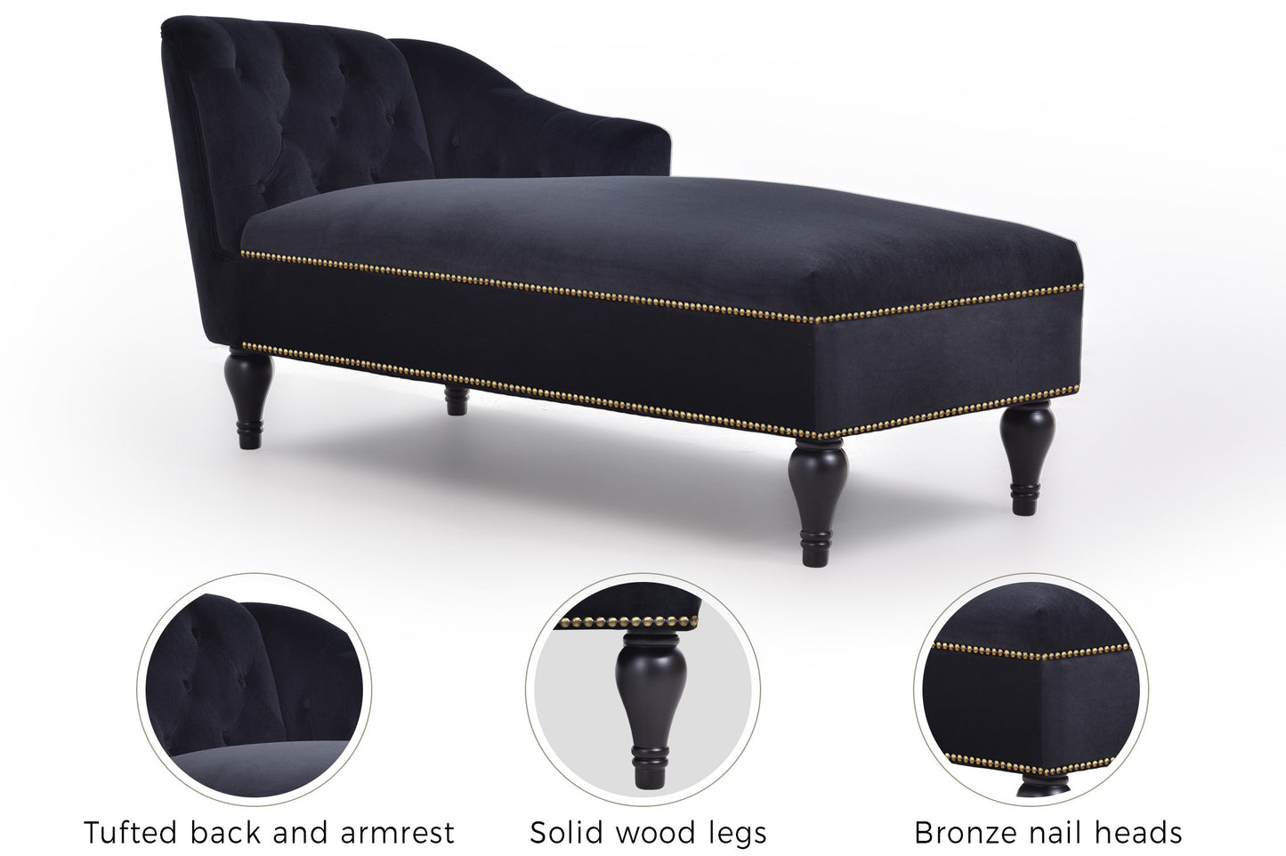 [New+Video] 58''Velvet Chaise Lounge,Button Tufted Right Arm Facing Lounge Chair with Nailhead Trim & Solid Wood Legs for Living Room or Office,Sleeper Lounge Sofa (New style of WF284880AAB) Giga GNJ Home Home & Garden Sofa Walmart Giga https://www.cyberehub.com