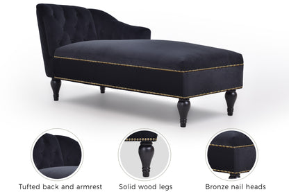 [New+Video] 58''Velvet Chaise Lounge,Button Tufted Right Arm Facing Lounge Chair with Nailhead Trim & Solid Wood Legs for Living Room or Office,Sleeper Lounge Sofa (New style of WF284880AAB) Giga GNJ Home Home & Garden Sofa Walmart Giga https://www.cyberehub.com