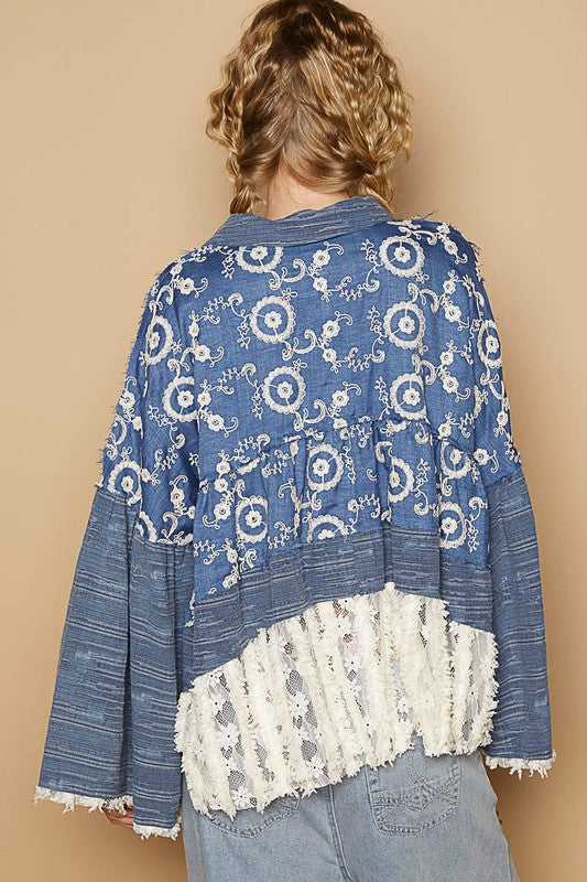 POL Lace Hem Embroidered Long Sleeve Shirt Apparel Apparel POL Ship from USA TikTok Trendsi Trendsi https://www.cyberehub.com