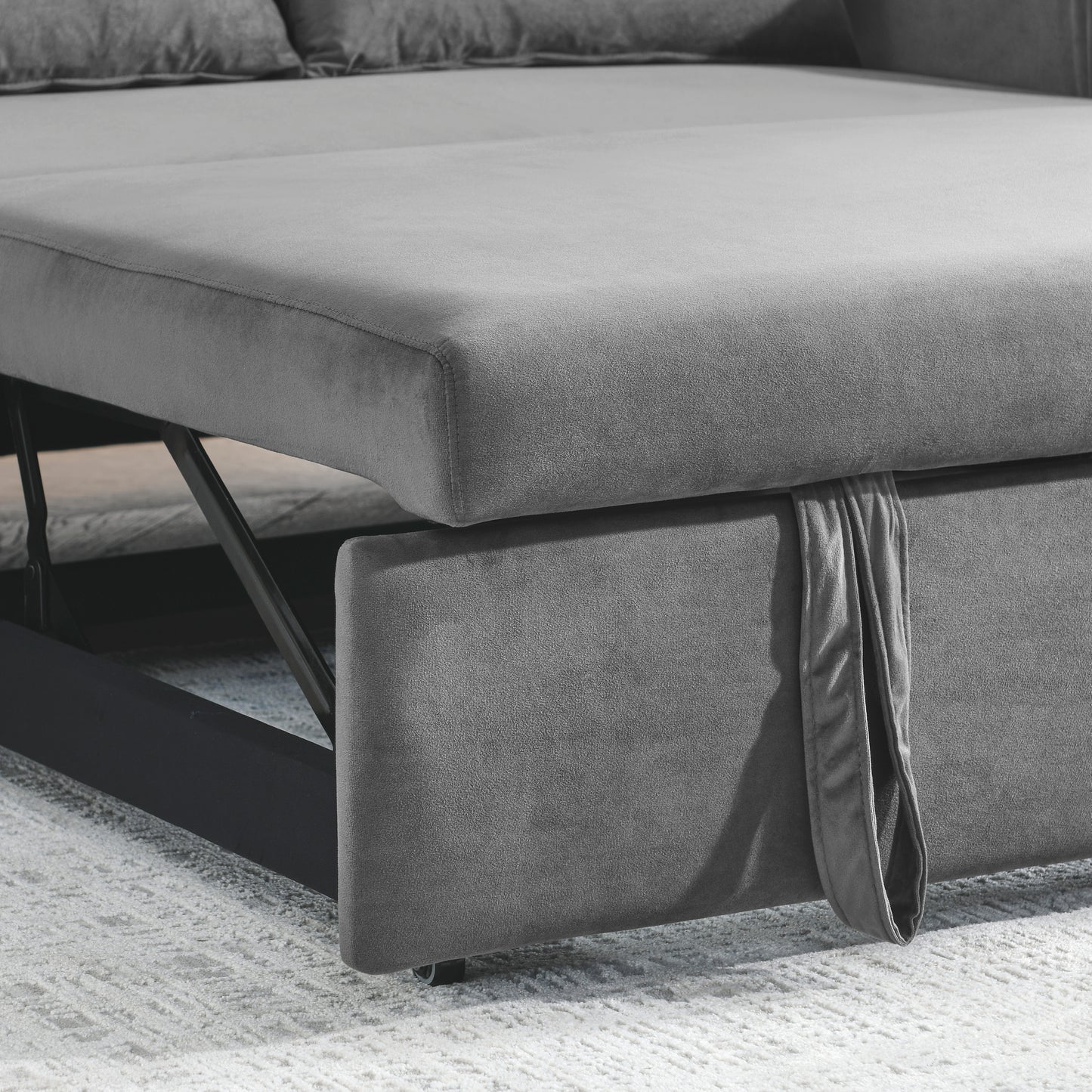 55" Modern Convertible Sofa Bed with 2 Detachable Arm Pockets, Velvet Loveseat Sofa with Pull Out Bed, 2 Pillows and Living Room Adjustable Backrest, Grid Design Armrests Giga GNJ Home Home & Garden Sofa Walmart Giga https://www.cyberehub.com