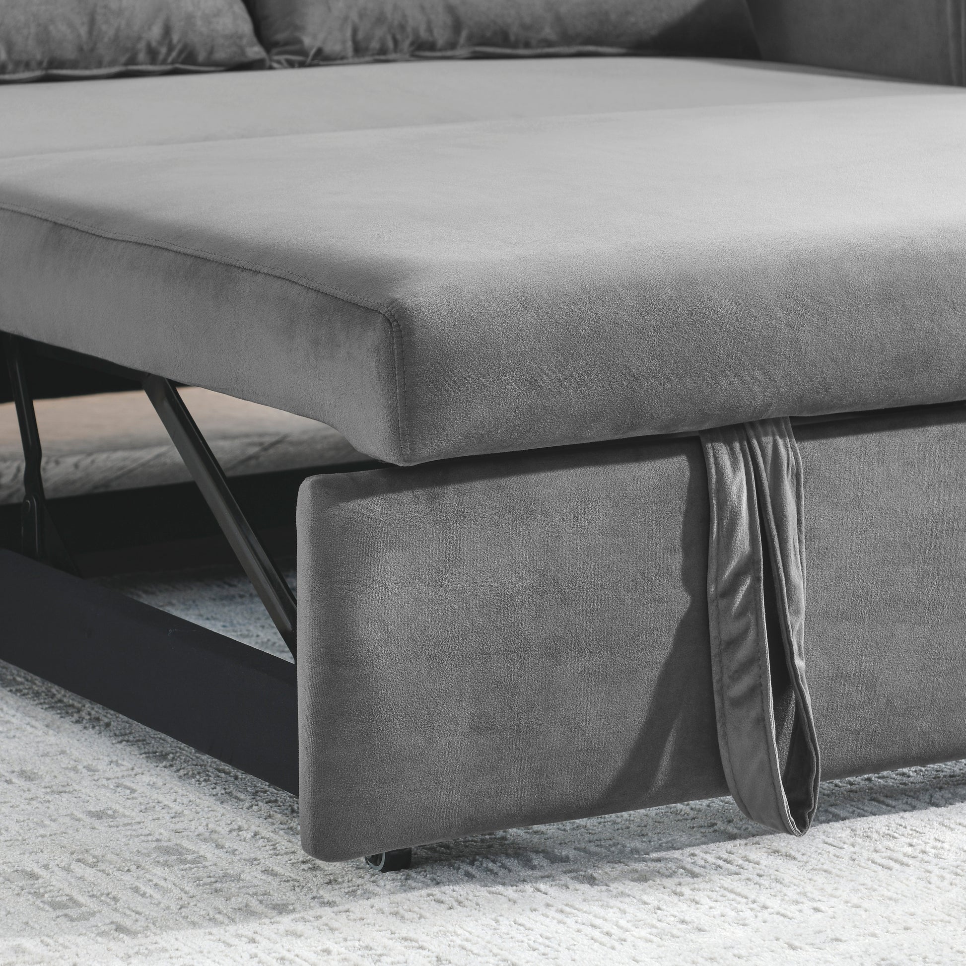 55" Modern Convertible Sofa Bed with 2 Detachable Arm Pockets, Velvet Loveseat Sofa with Pull Out Bed, 2 Pillows and Living Room Adjustable Backrest, Grid Design Armrests Giga GNJ Home Home & Garden Sofa Walmart Giga https://www.cyberehub.com