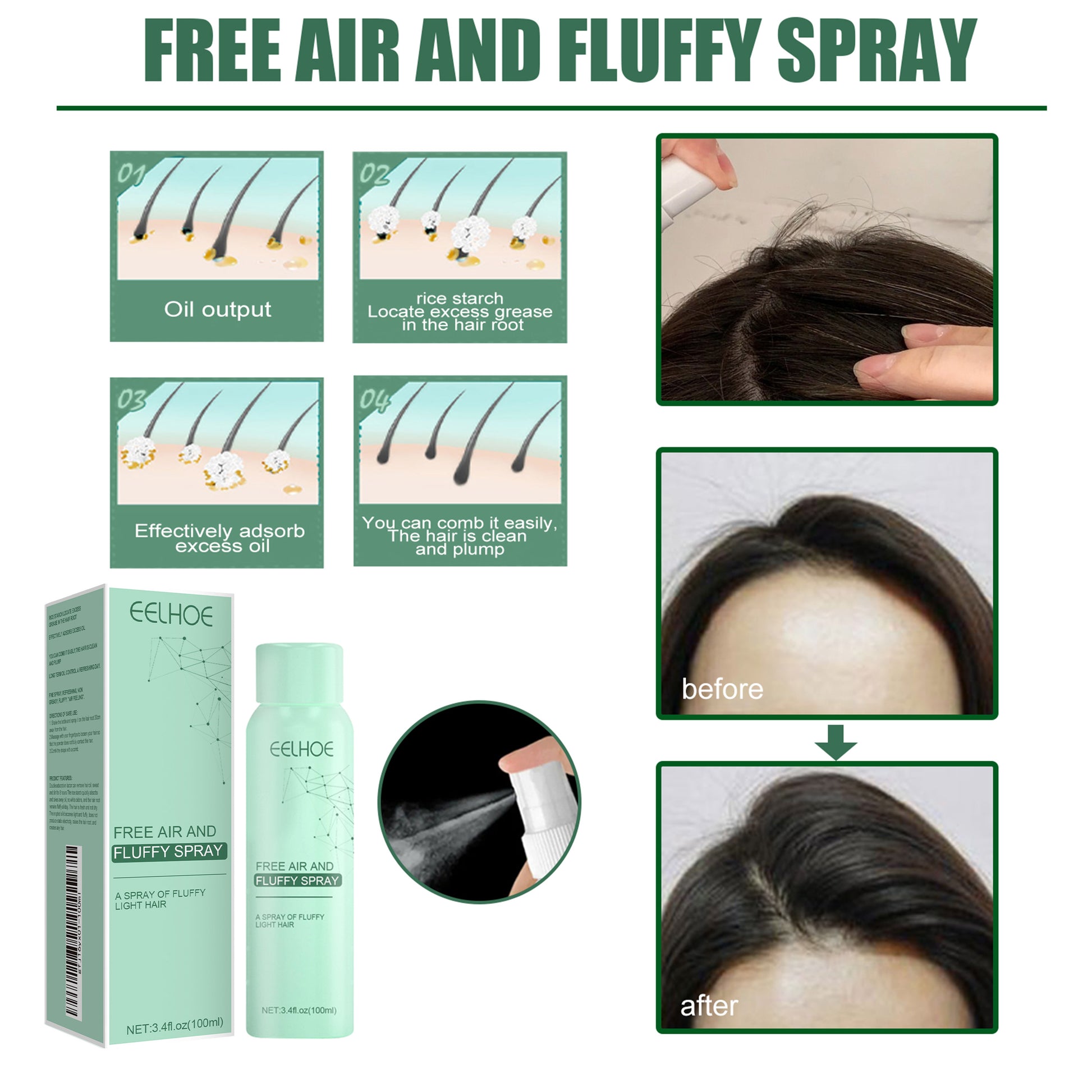 No-Wash Dry Hair Spray, Air Fluffiness Remove Oil Dry And Cool Shampoo-free Dry Hair Agent Health Eprolo https://www.cyberehub.com