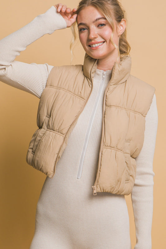 Love Tree Zip Up Turtleneck Cropped Vest Coat Khaki Tops/Jackets/Sweaters Clothing Tops LOVE TREE Ship from USA TikTok Trendsi USPS Walmart Trendsi https://www.cyberehub.com