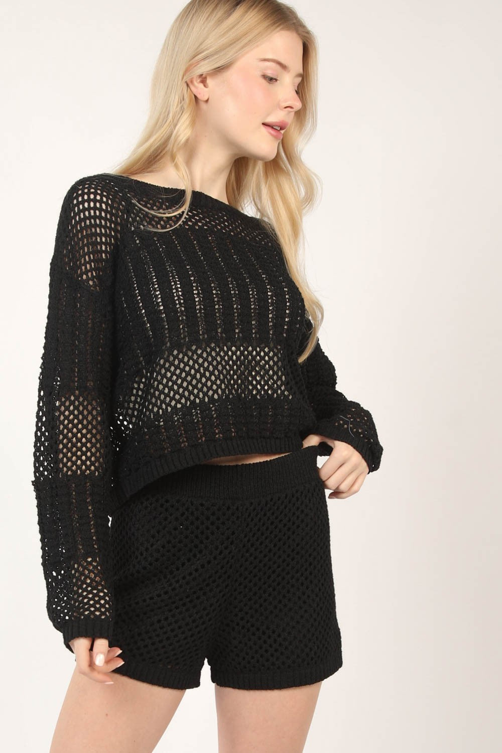 VERY J Openwork Cropped Cover Up and Shorts Set Apparel/Tops Ship from USA TikTok Tops Trendsi USPS VERY J Walmart Walmart Apparel Trendsi https://www.cyberehub.com