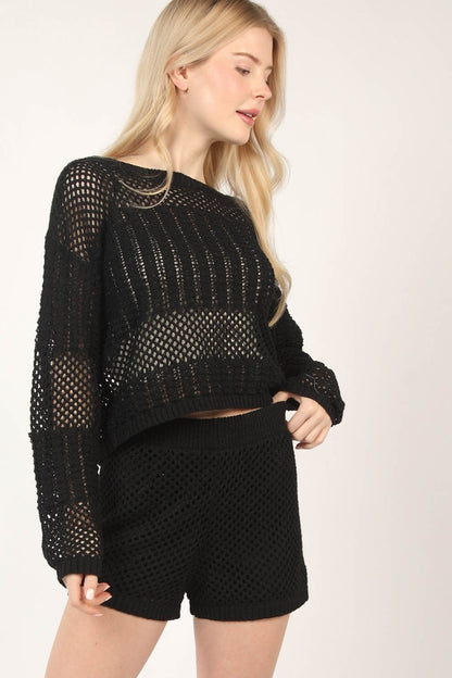VERY J Openwork Cropped Cover Up and Shorts Set Apparel/Tops Ship from USA TikTok Tops Trendsi USPS VERY J Walmart Walmart Apparel Trendsi https://www.cyberehub.com