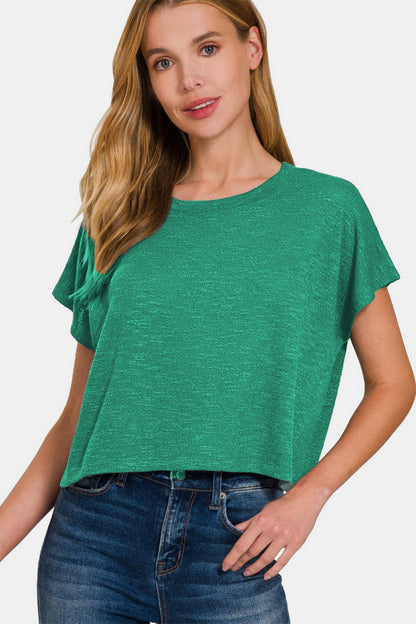 Zenana Round Neck Short Sleeve T-Shirt Apparel/Tops Ship from USA TikTok Tops Trendsi USPS Walmart Walmart Apparel Zenana Trendsi https://www.cyberehub.com