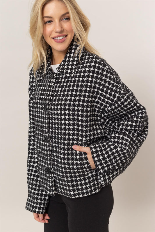HYFVE Tweed Plaid Button Up Collared Neck Jacket Black Tops/Jackets/Sweaters Clothing Tops HYFVE Ship from USA TikTok Trendsi USPS Walmart Trendsi https://www.cyberehub.com