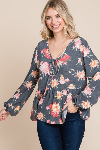 Super Lady Full Size Babydoll Floral Long Sleeve Blouse Apparel/Tops Ship from USA Super Lady TikTok Tops Trendsi USPS Walmart Walmart Apparel Trendsi https://www.cyberehub.com
