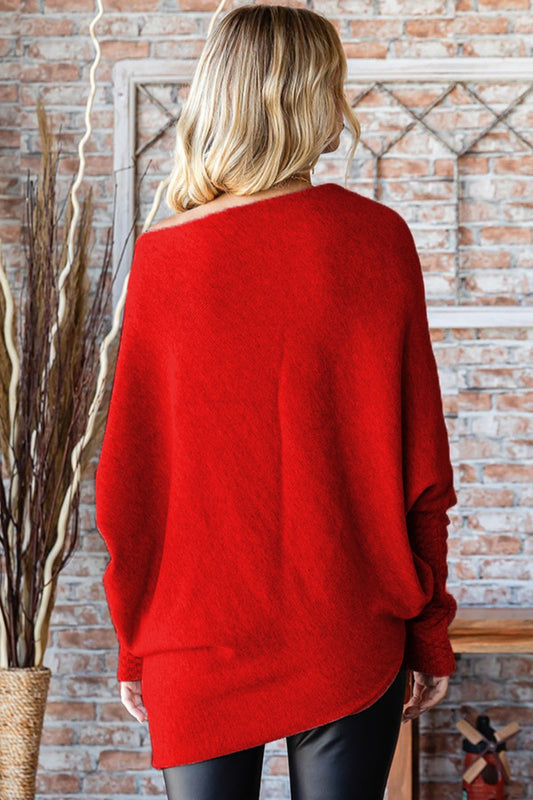 First Love Full Size Asymmetrical Hem Dolman Sleeve Sweater Shirt Apparel Clothing Tops First Love Ship from USA Shirts USA Women Trendsi https://www.cyberehub.com