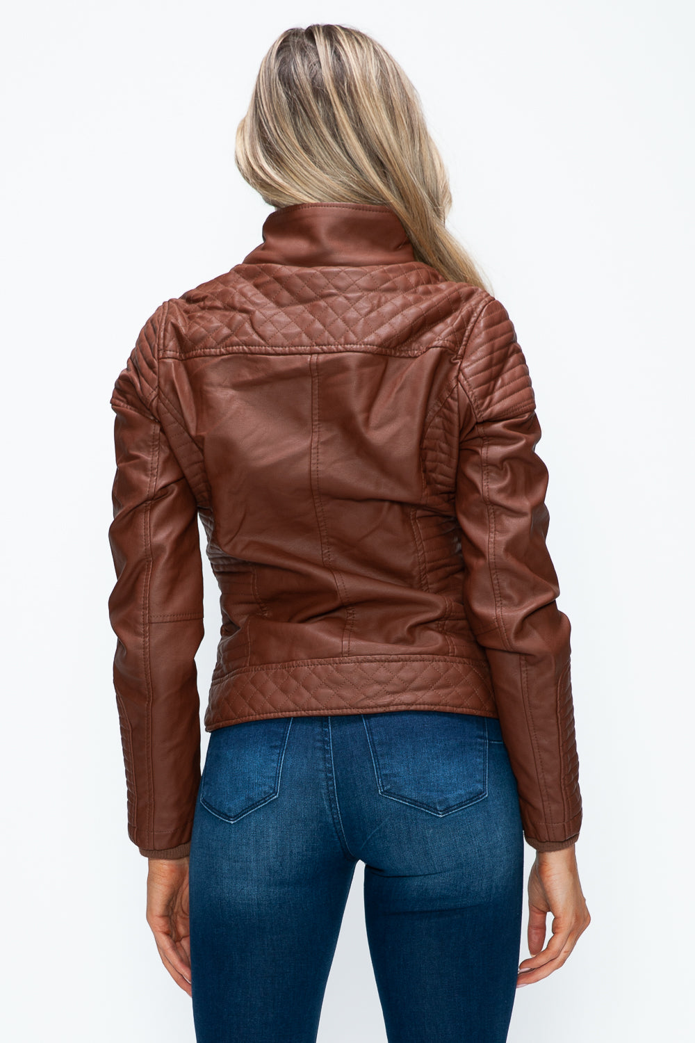 YMI Faux Layered Double-Zipper Jacket with Fuzzy Hood Tops/Jackets/Sweaters Clothing Tops Ship from USA TikTok Trendsi USPS Walmart YMI outerwear Trendsi https://www.cyberehub.com