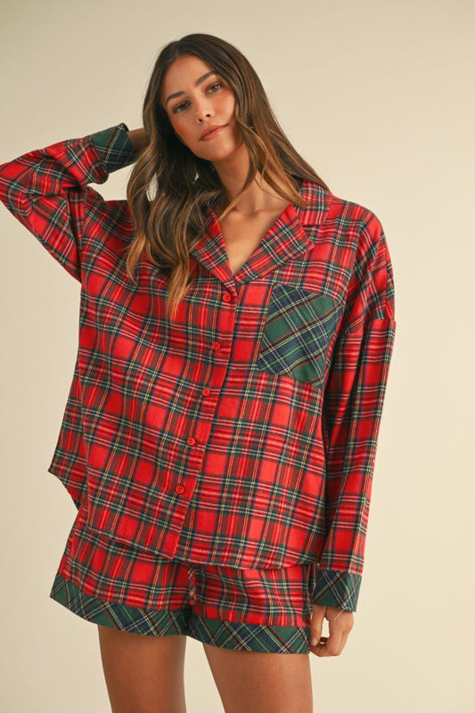 Annie Wear Contrast Plaid Long Sleeve Top and Shorts Set Red Apparel Annie Wear Apparel Ship from USA TikTok Trendsi Trendsi https://www.cyberehub.com