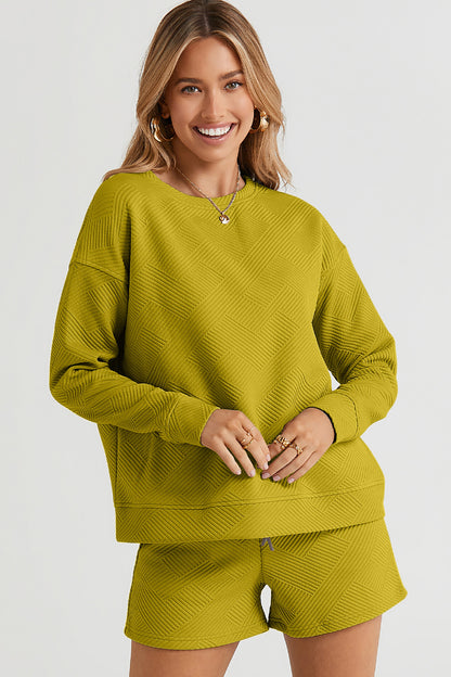 Double Take Full Size Texture Long Sleeve Top and Drawstring Shorts Set Chartreuse Apparel/Tops Double Take Ship from USA TikTok Tops Trendsi USPS Walmart Walmart Apparel Trendsi https://www.cyberehub.com
