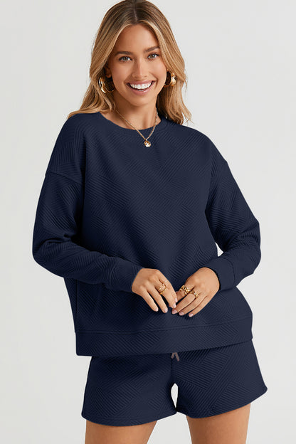 Double Take Full Size Texture Long Sleeve Top and Drawstring Shorts Set Apparel/Tops Double Take Ship from USA TikTok Tops Trendsi USPS Walmart Walmart Apparel Trendsi https://www.cyberehub.com