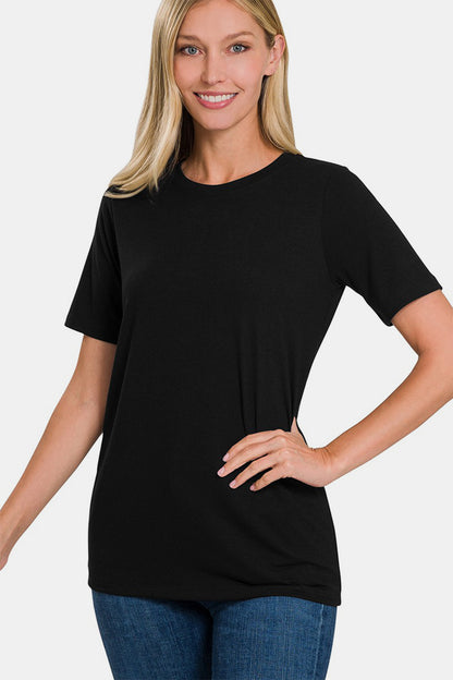 Zenana Full Size Crew Neck Short Sleeve T-Shirt Black Tops/Jackets/Sweaters Clothing Tops Ship from USA TikTok Trendsi USPS Walmart Zenana Trendsi https://www.cyberehub.com