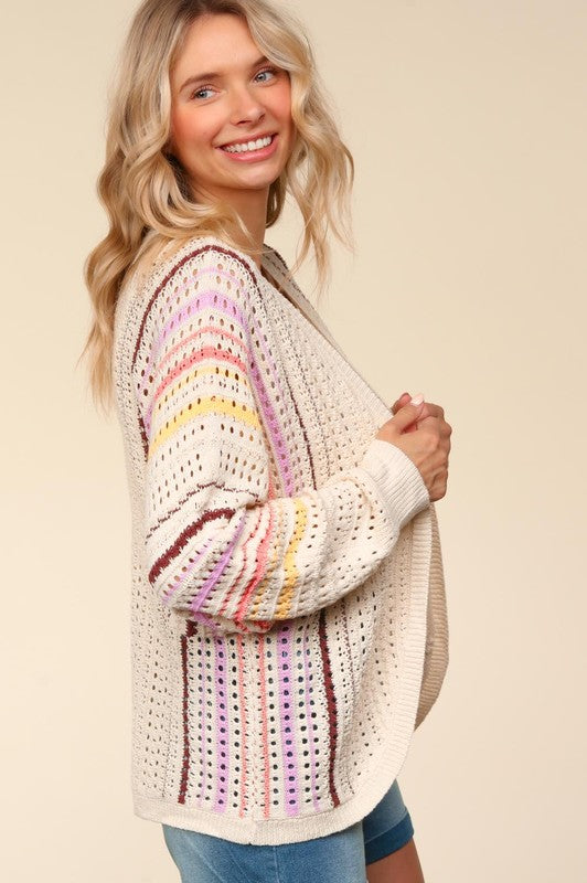 Haptics Full Size Striped Crochet Open Front Cardigan Apparel Apparel Haptics Ship from USA TikTok Trendsi Trendsi https://www.cyberehub.com