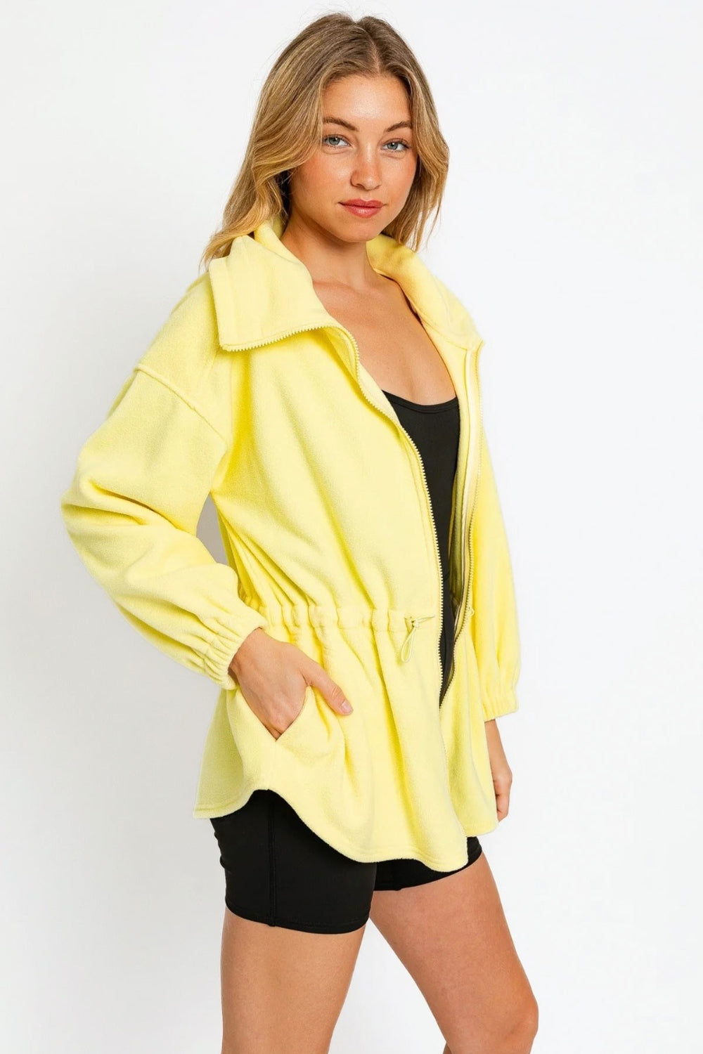 Le Lis Zip Up Waist Drawstring Soft Fleece Jacket Shirt Apparel Clothing Tops Ship from USA Shirts Tasha apparel USA Women Trendsi https://www.cyberehub.com