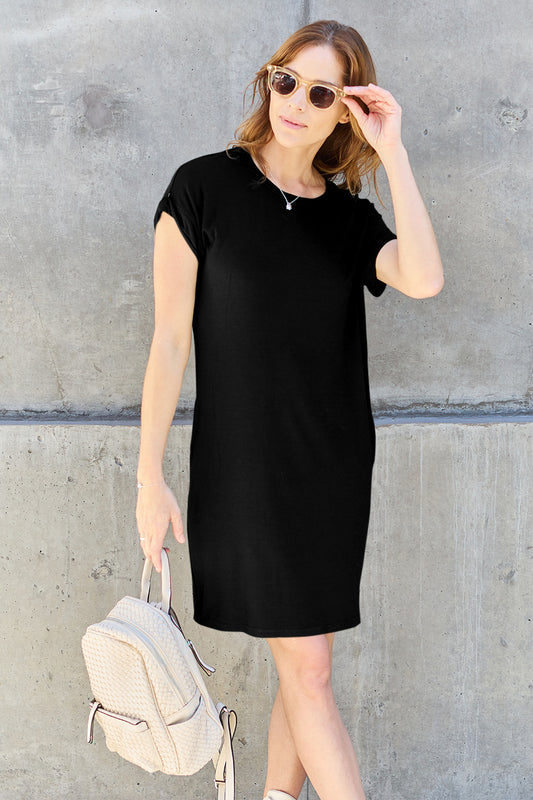 Basic Bae Bamboo Full Size Round Neck Short Sleeve Dress with Pockets Black Apparel/Dress Basic Bae Dress Ship from USA TikTok Trendsi USPS Walmart Walmart Apparel Trendsi https://www.cyberehub.com