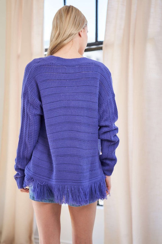 Davi & Dani Fringe V-Neck Button Up Long Sleeve Cardigan Apparel Davi & Dani Featured Ship from USA Tiktok Trendsi USA USPS Walmart Trendsi https://www.cyberehub.com