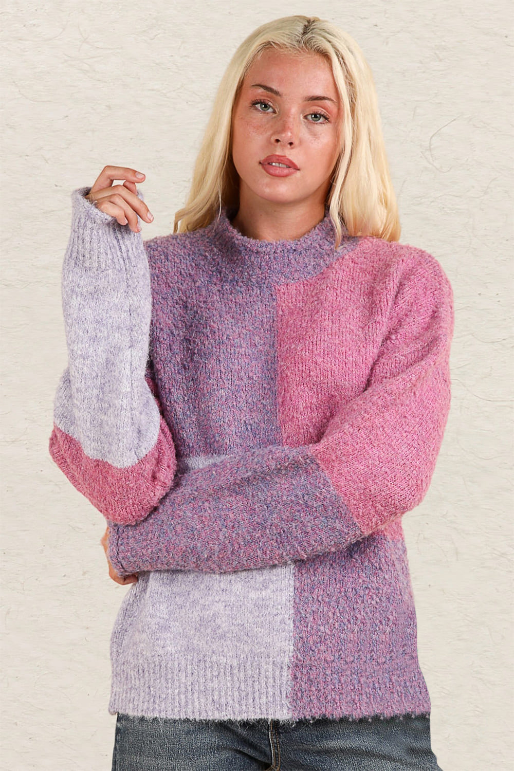VERY J Color Block Mock Neck Drop Shoulder Sweater Shirt Apparel Clothing Tops price-change-job-active Ship from USA Shirts USA VERY J Women Trendsi https://www.cyberehub.com