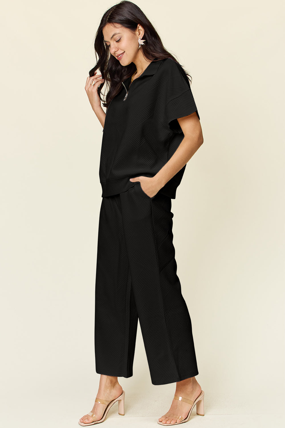 Double Take Full Size Texture Half Zip Short Sleeve Top and Pants Set Apparel/Tops Double Take Ship from USA TikTok Tops Trendsi USPS Walmart Walmart Apparel Trendsi https://www.cyberehub.com