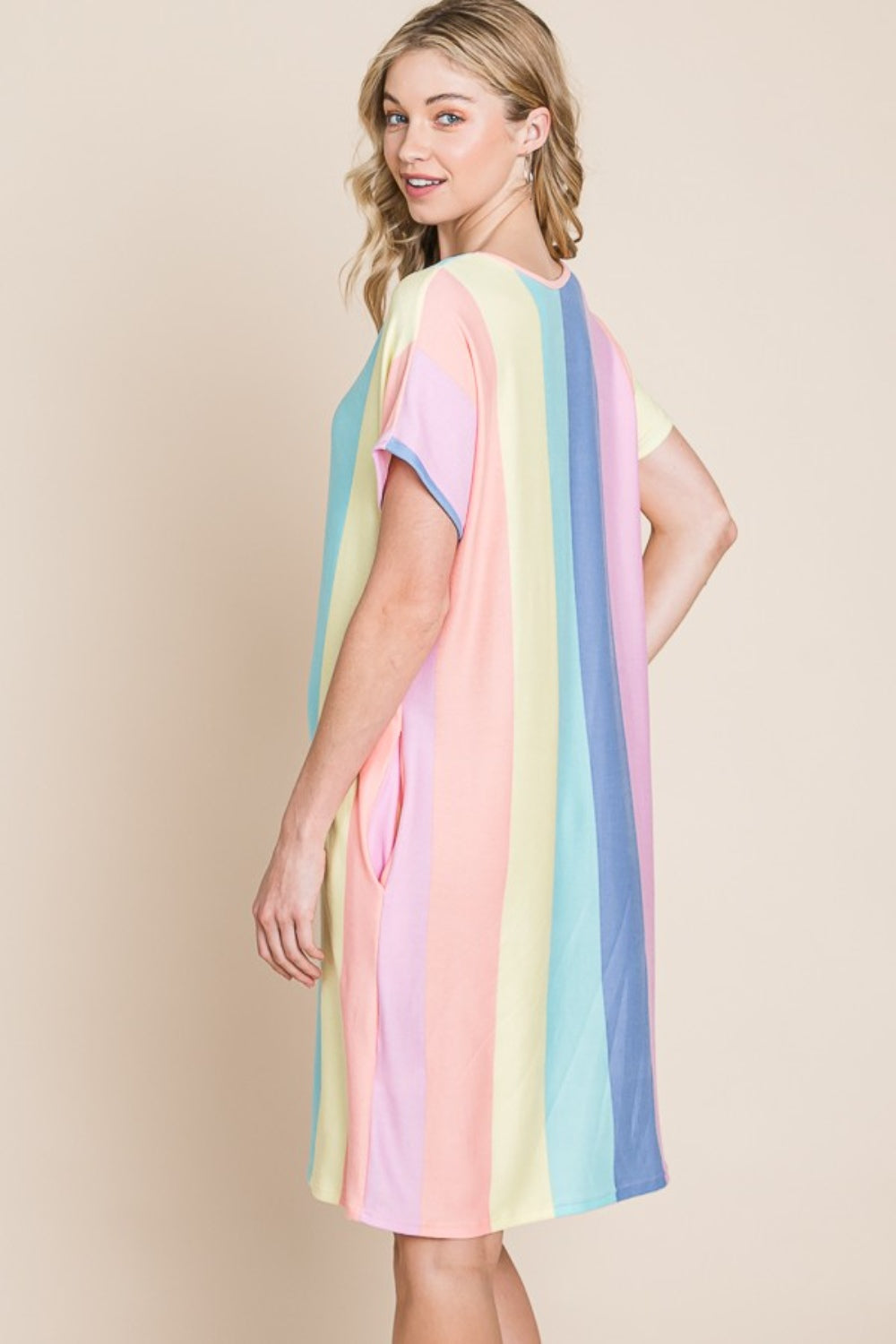 BOMBOM Striped Short Sleeve Dress with Pockets Apparel/Dress BOMBOM Dress Memorial Day Sale Ship from USA TikTok Trendsi USPS Walmart Walmart Apparel Trendsi https://www.cyberehub.com