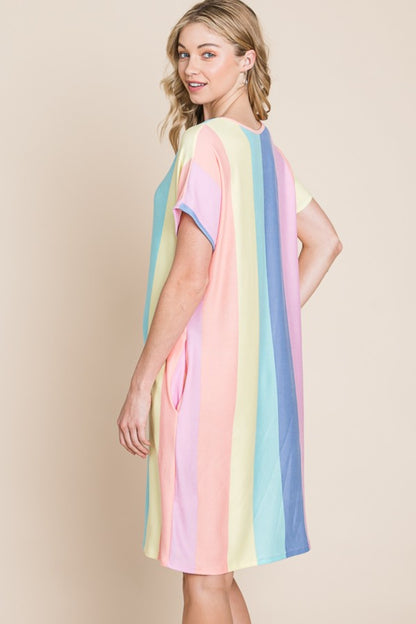 BOMBOM Striped Short Sleeve Dress with Pockets Apparel/Dress BOMBOM Dress Memorial Day Sale Ship from USA TikTok Trendsi USPS Walmart Walmart Apparel Trendsi https://www.cyberehub.com