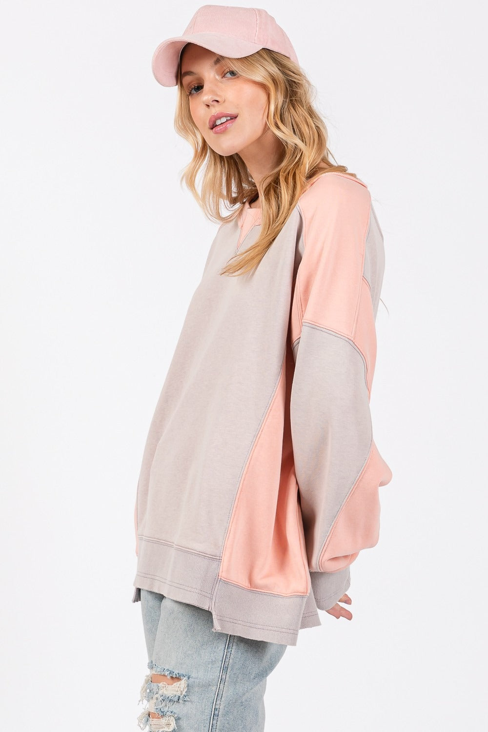 SAGE + FIG Color Block Round Neck Sweatshirt Apparel/Tops SAGE+FIG Ship from USA TikTok Tops Trendsi USPS Walmart Walmart Apparel Trendsi https://www.cyberehub.com