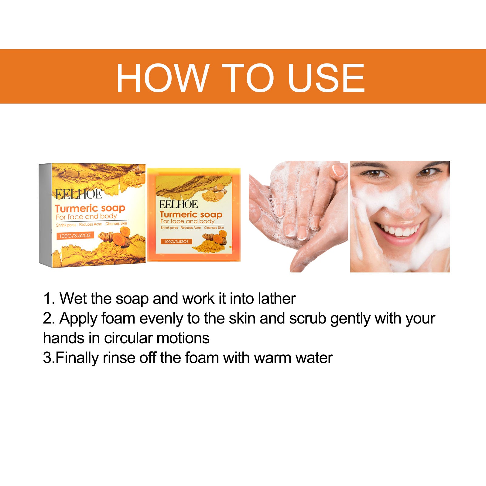 Turmeric Soap, Deep Cleansing Pores Moisturizing Facial Skin Refreshing Oil Control Cleansing Soap Health Eprolo https://www.cyberehub.com