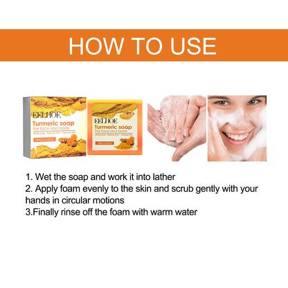 Turmeric Soap, Deep Cleansing Pores Moisturizing Facial Skin Refreshing Oil Control Cleansing Soap Health Eprolo https://www.cyberehub.com