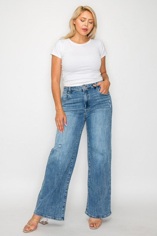 bytos Full Size High Rise Wide Leg Jeans with Pockets Apparel Apparel bytos Ship from USA TikTok Trendsi Trendsi https://www.cyberehub.com