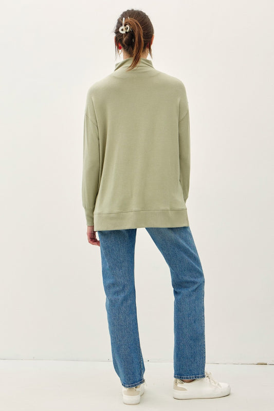 Be Cool Side Slit Mock Neck Long Sleeve Tunic Top Apparel/Tops BE COOL Ship from USA TikTok Tops Trendsi USPS Walmart Walmart Apparel Trendsi https://www.cyberehub.com
