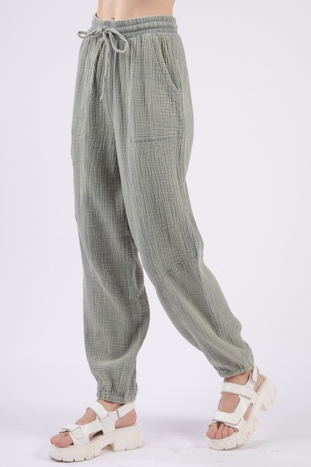 VERY J Washed Woven Crinkle Gauze Drawstring Pants Bottoms Bottoms Clothing Ship from USA VERY J Women Trendsi https://www.cyberehub.com