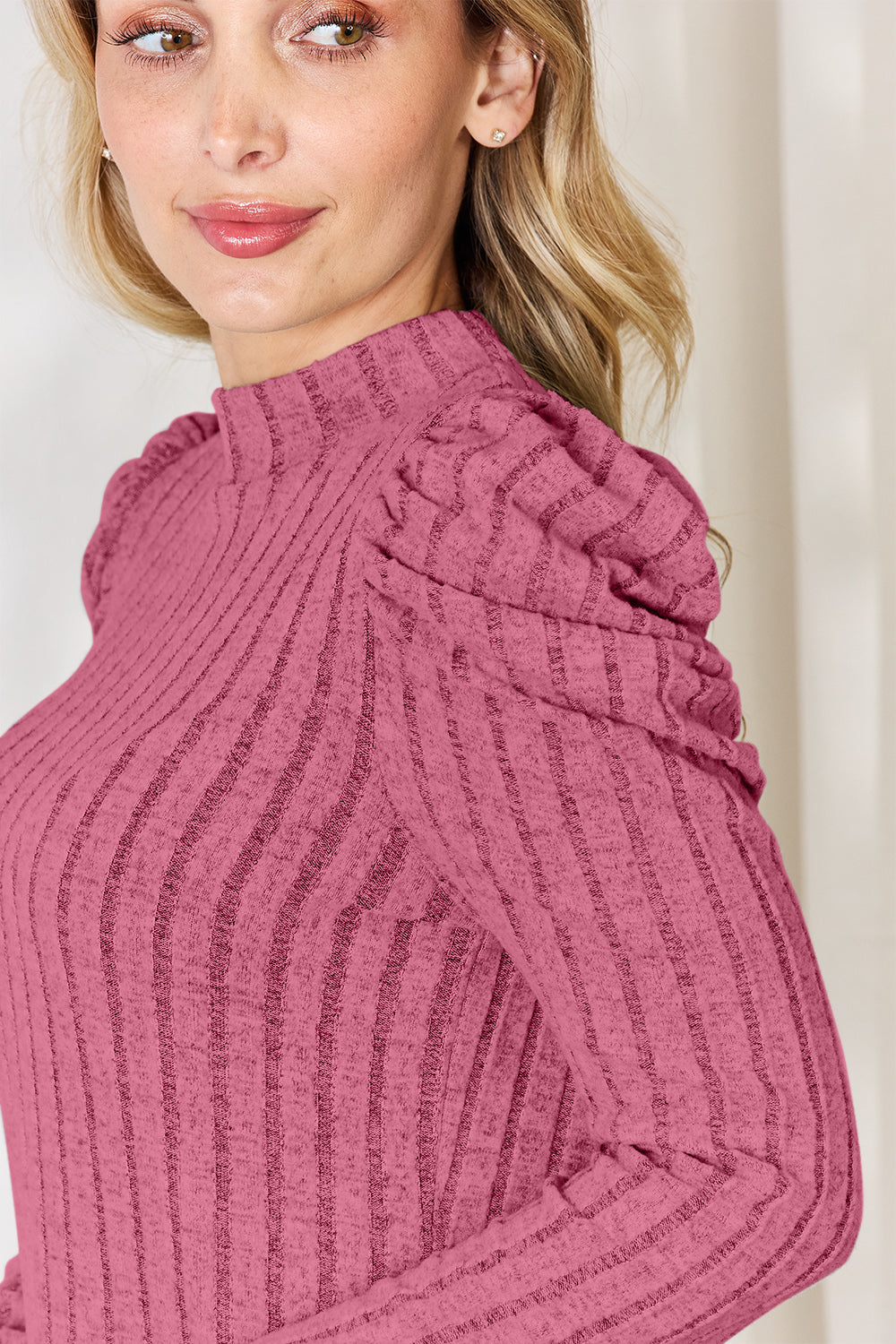 Basic Bae Full Size Ribbed Mock Neck Puff Sleeve T-Shirt Apparel/Tops Basic Bae Ship from USA TikTok Tops Trendsi USPS Walmart Walmart Apparel Trendsi https://www.cyberehub.com