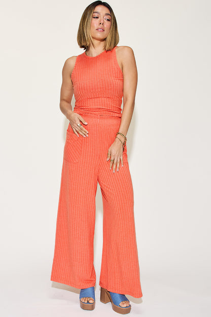 Basic Bae Full Size Ribbed Tank and Wide Leg Pants Set Orange Apparel/Tops Basic Bae Ship from USA TikTok Tops Trendsi USPS Walmart Walmart Apparel Trendsi https://www.cyberehub.com