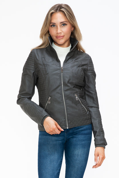 YMI Faux Layered Double-Zipper Jacket with Fuzzy Hood Tops/Jackets/Sweaters Clothing Tops Ship from USA TikTok Trendsi USPS Walmart YMI outerwear Trendsi https://www.cyberehub.com