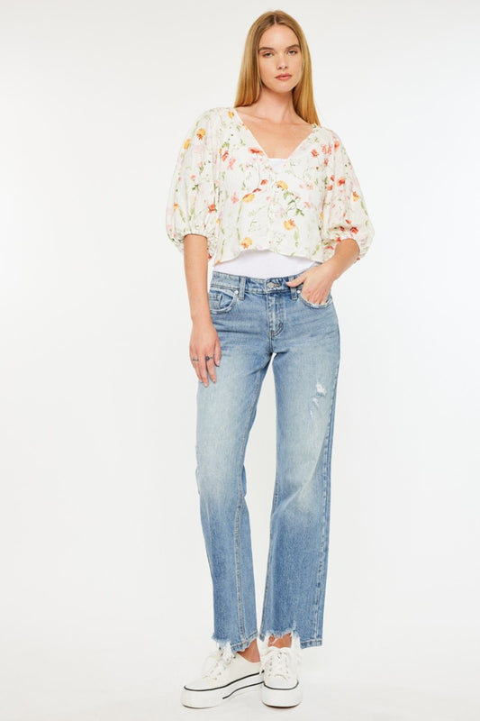 Kancan Mid Rise Frayed Hem Straight Jeans Medium Bottoms Bottoms Clothing Kancan Pants Ship from USA Women Trendsi https://www.cyberehub.com