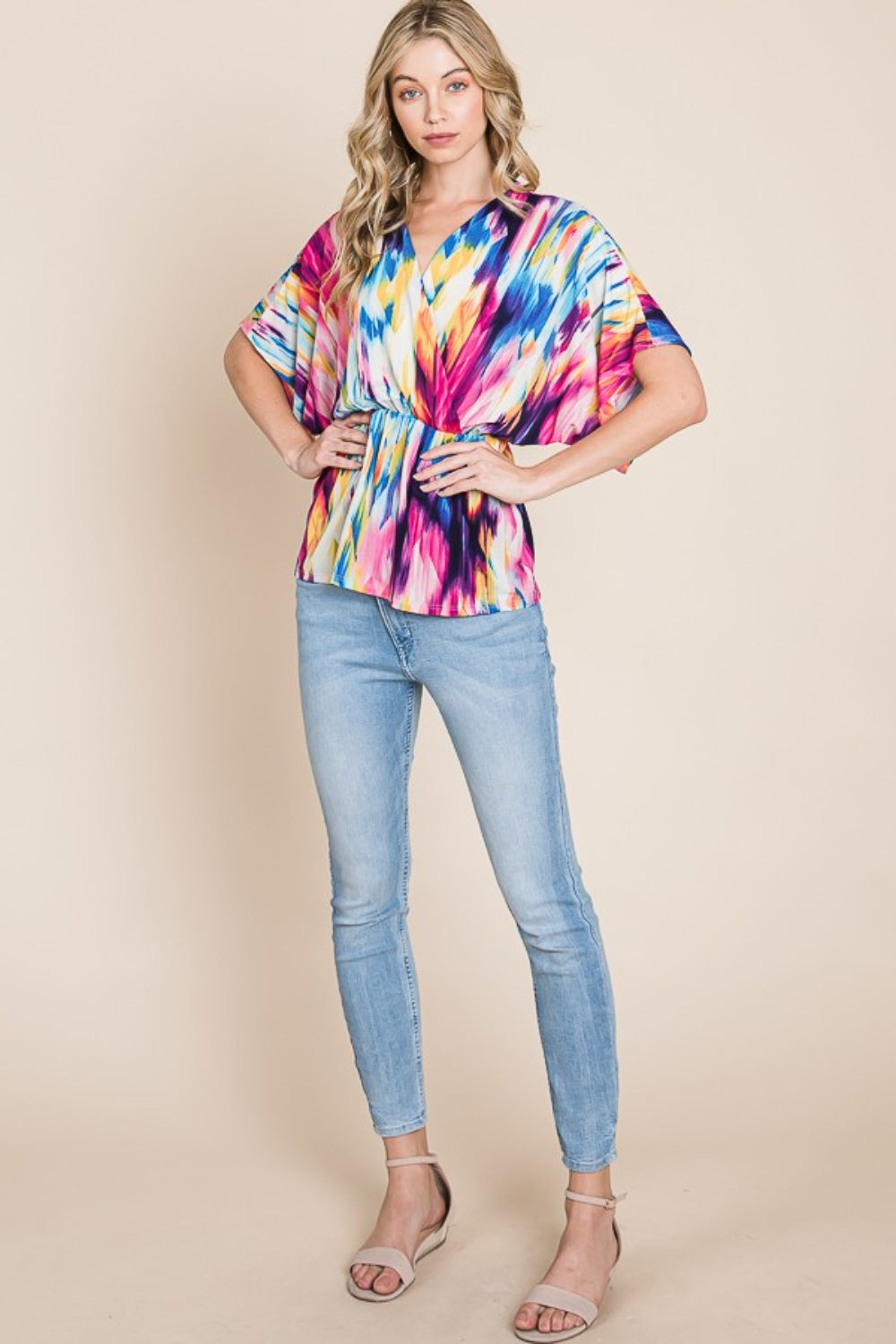 BOMBOM Printed Surplice Peplum Blouse Apparel/Tops BOMBOM Ship from USA TikTok Tops Trendsi USPS Walmart Walmart Apparel Trendsi https://www.cyberehub.com