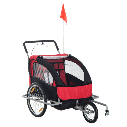 Aosom Elite Three-Wheel Bike Trailer for Kids Bicycle Cart for Two Children with 2 Security Harnesses & Storage, Red Car Giga GNJ Toys Walmart Giga https://www.cyberehub.com