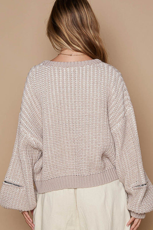 POL Round Neck Heart Patch Zipper Point Sleeve Sweater Shirt Apparel Clothing Tops POL Ship from USA Shirts USA Women Trendsi https://www.cyberehub.com
