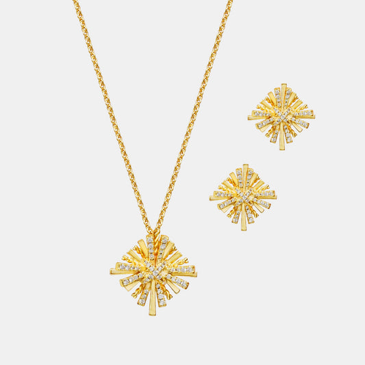 Starburst Gold-Plated Earrings and Necklace Set Gold One Size H.C Ship from USA TikTok USA Trendsi https://www.cyberehub.com