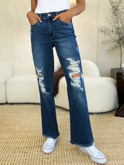 Judy Blue Full Size Mid Rise Distressed Raw Hem Jeans Bottoms Bottoms Clothing Judy Blue Ship from USA Women Trendsi https://www.cyberehub.com