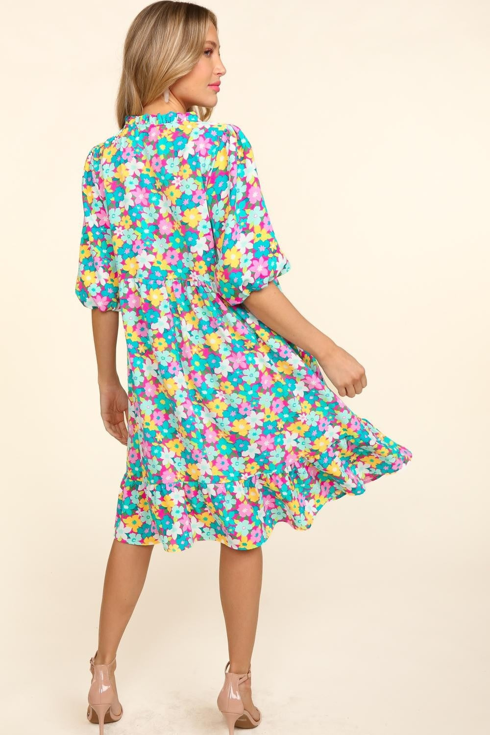 Haptics Bubble Sleeve Floral Ruffled Dress Apparel/Dress Dress Haptics Ship from USA TikTok Trendsi USPS Walmart Walmart Apparel Trendsi https://www.cyberehub.com