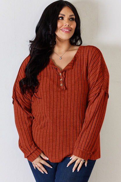Basic Bae Full Size Ribbed Half Button Long Sleeve T-Shirt Apparel/Tops Basic Bae Ship from USA TikTok Tops Trendsi USPS Walmart Walmart Apparel Trendsi https://www.cyberehub.com