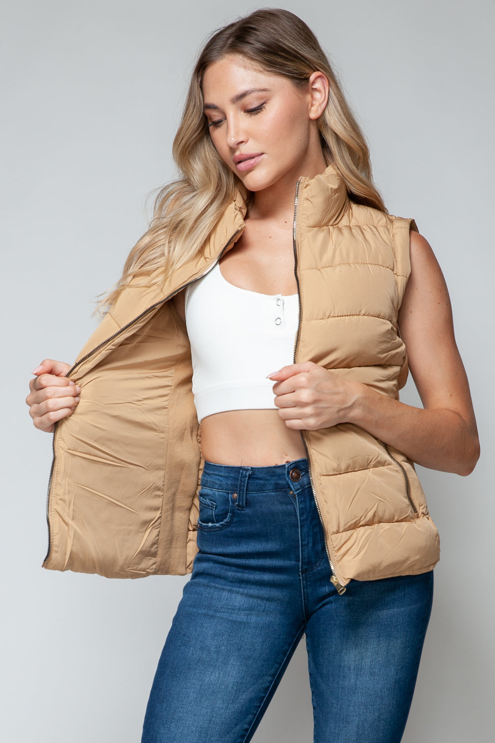 Snobbish Zip Up Turtleneck Vest with Pockets Shirt Apparel Clothing Tops price-change-job-active Ship from USA Shirts Snobbish USA Women Trendsi https://www.cyberehub.com