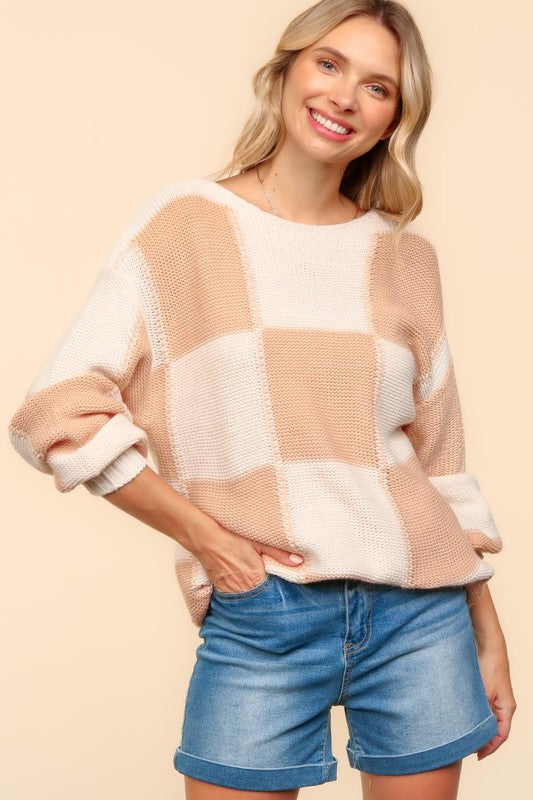 Haptics Full Size Checkered Round Neck Drop Shoulder Sweater Apparel Apparel Haptics Ship from USA TikTok Trendsi Trendsi https://www.cyberehub.com