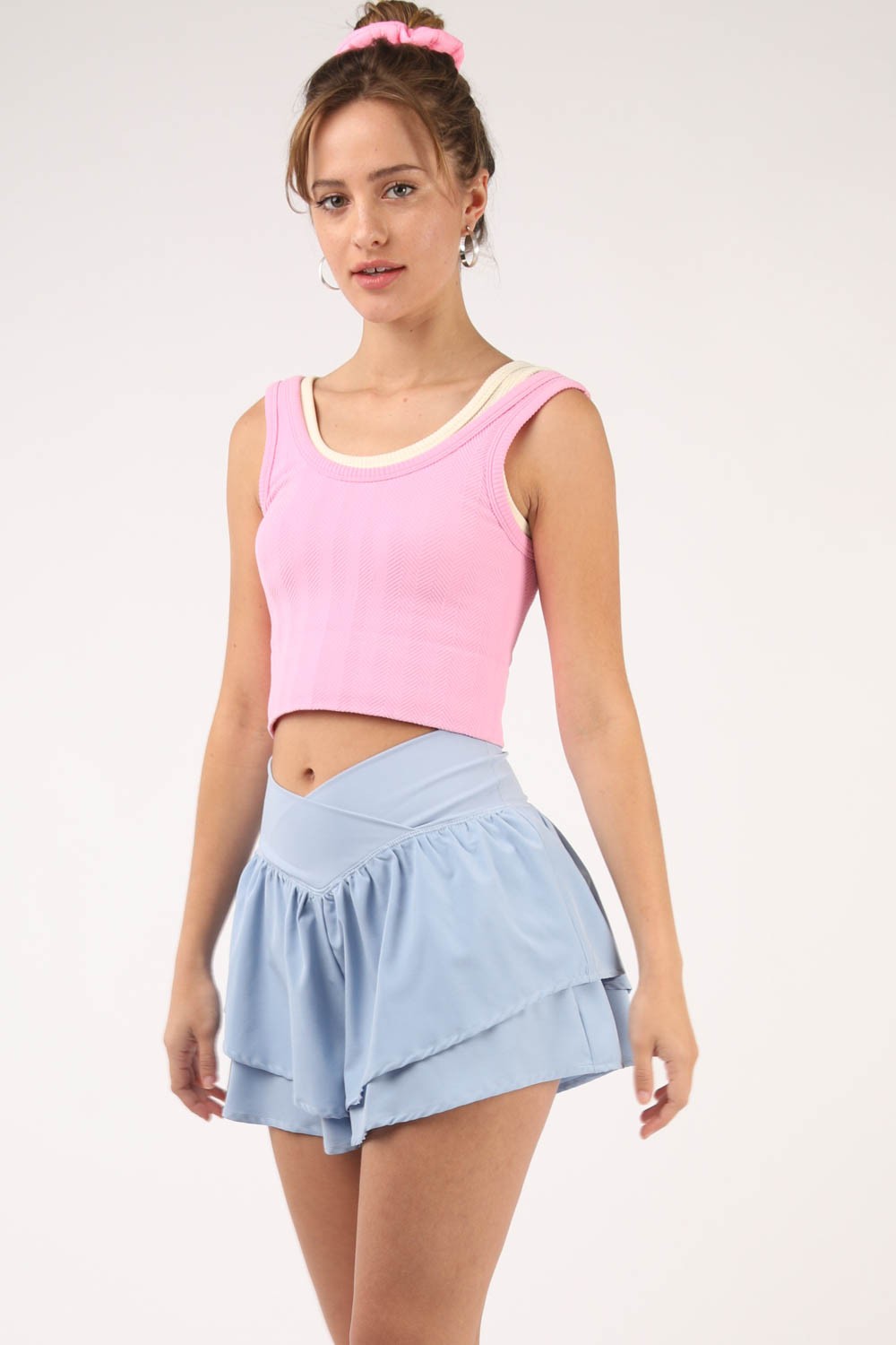VERY J V-Shaped High Waist Layered Active Shorts Sky Bottoms Bottoms Clothing Ship from USA VERY J Women Trendsi https://www.cyberehub.com