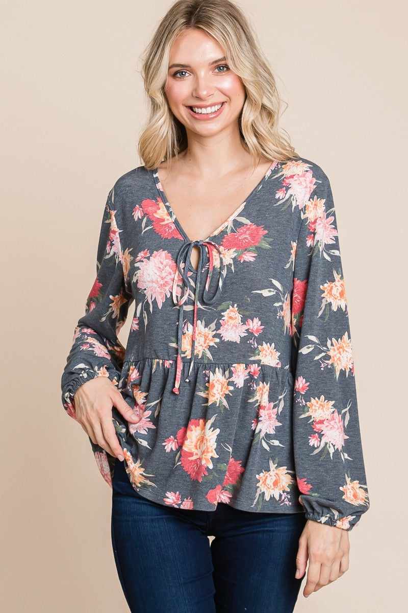 Super Lady Full Size Babydoll Floral Long Sleeve Blouse Apparel/Tops Ship from USA Super Lady TikTok Tops Trendsi USPS Walmart Walmart Apparel Trendsi https://www.cyberehub.com