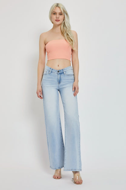 RISEN Full Size Wide Leg V Dipped Front Waist Jeans Bottoms Bottoms Clothing RISEN Ship from USA Women Trendsi https://www.cyberehub.com