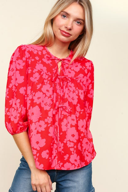 Haptics Full Size Ribbon Bow Floral Balloon Sleeve Blouse Apparel Apparel Haptics Ship from USA TikTok Trendsi Trendsi https://www.cyberehub.com