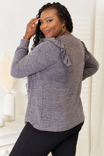 Double Take Square Neck Ruffle Shoulder Long Sleeve T-Shirt Apparel/Tops Double Take Ship from USA TikTok Tops Trendsi USPS Walmart Walmart Apparel Trendsi https://www.cyberehub.com